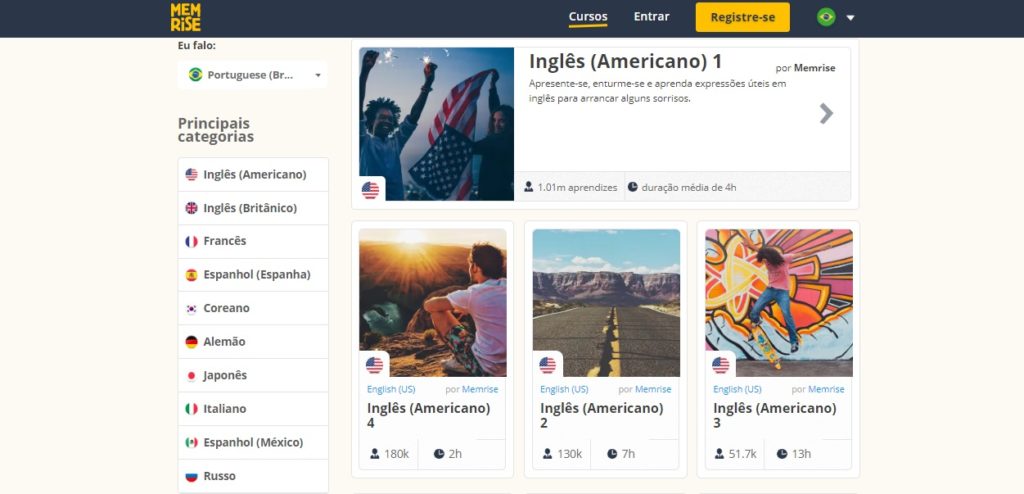 memrise aulas de inglês americano