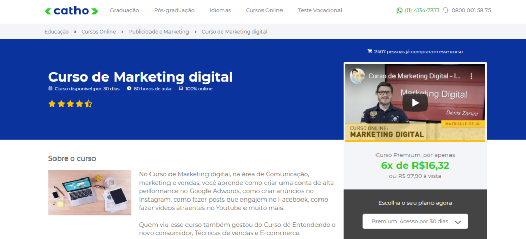 curso de marketing digital catho