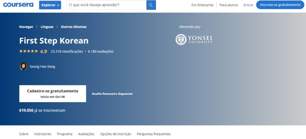 cursos online de coreano com certificado
