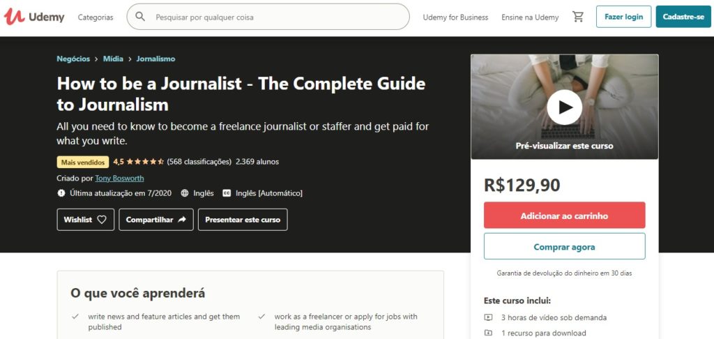 como ser um jornalista curso online