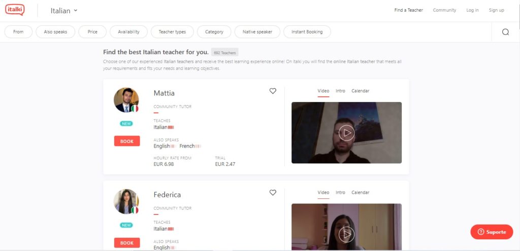 praticar conversação em italiano com italki