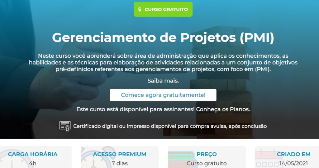 curso gratuito de gestão de projetos