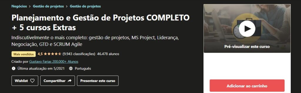 curso de gestão de projetos com certificado