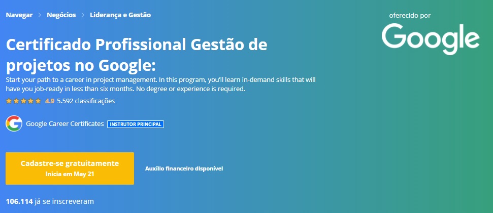 gestão de projetos do google