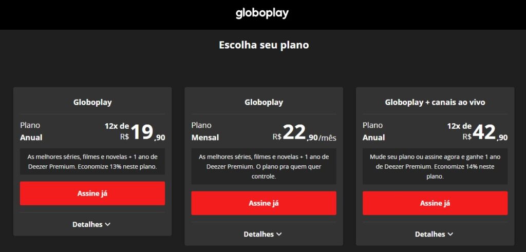 planos do globoplay