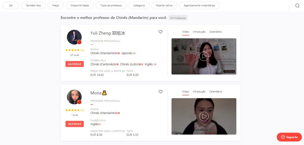 professores nativos de chines mandarim